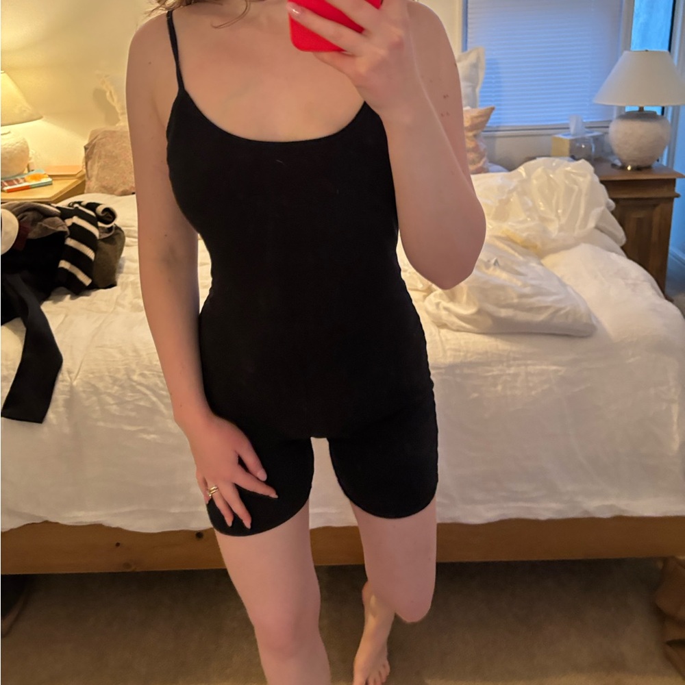 Black spaghetti strap romper